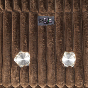 English Elm Manual Motion Loveseat with Fur-Like Corduroy Upholstery, Plush Arms, Dual Cup Holders & Storage Chocolate 33 L x 94 W x 28 H B089P296898