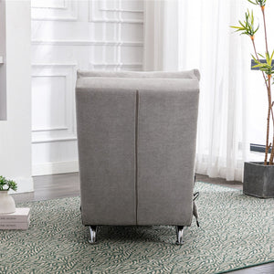 English Elm Linen Ergonomic Massage Chaise Lounge with Remote Control, 140° Recline, Heavy-Duty Frame, 5 Modes LIGHT GREY W39539625