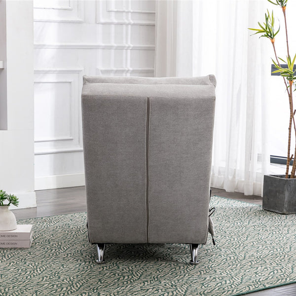 English Elm Linen Ergonomic Massage Chaise Lounge with Remote Control, 140° Recline, Heavy-Duty Frame, 5 Modes LIGHT GREY W39539625
