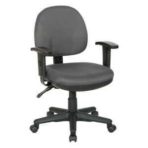 OSP Home Furnishings Sculptured Ergonomic Office Chair with Lumbar Support and Adjustable Arms for Long Days Grey 8180-226