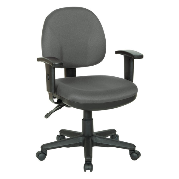 OSP Home Furnishings Sculptured Ergonomic Office Chair with Lumbar Support and Adjustable Arms for Long Days Grey 8180-226