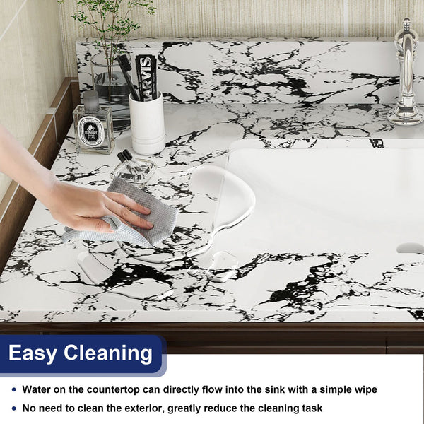 English Elm 37"X22" Bathroom Vanity Top With Undermount Sink & Backsplash - Durable, Easy-Clean Panda White Finish W509P362105