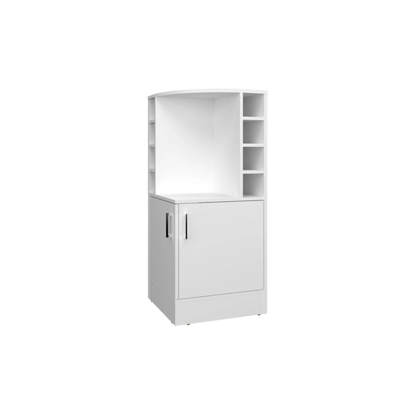 English Elm White Elegant Bar Cabinet with Bottle Rack, 3 Open Shelves for Drinks & Decor, Tall 42.6" Storage B062P290255
