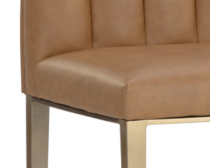 Sunpan Wilbur Barstool - Minimalist Design in Milliken Cognac Faux Leather with Stylish Stainless Steel Legs Bar Height
