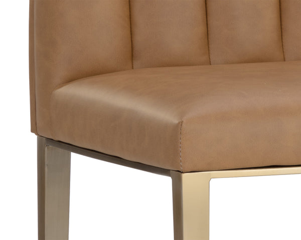 Sunpan Wilbur Barstool - Minimalist Design in Milliken Cognac Faux Leather with Stylish Stainless Steel Legs Bar Height