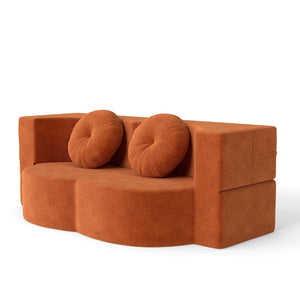 English Elm Modern Corduroy Folding Floor Sofa Sleeper with Foam Fill for Studio Bedroom Guests Orange W2353P379629
