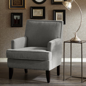 JLA Home Madison Park - Track Arm Club Chair with Nailhead Trim, Removable High‑Density Cushion, Solid Wood Legs — Versatile Accent Seating for Modern Living Rooms and Reading Nooks FPF18-0160