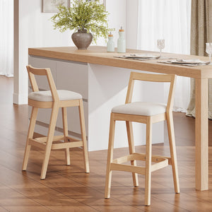 English Elm Christopher Knight Home® - Jasper Ergonomic Rubberwood Barstool Set of 2 with Thick Cushions, Stable Trapezoid Legs, Modern Look Beige+Natural N775P336213N