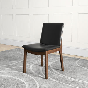 English Elm Solid Wood Frame Mid-century Dining Chairs Set of 2 with Curved Back Black Upholstery B183P201767