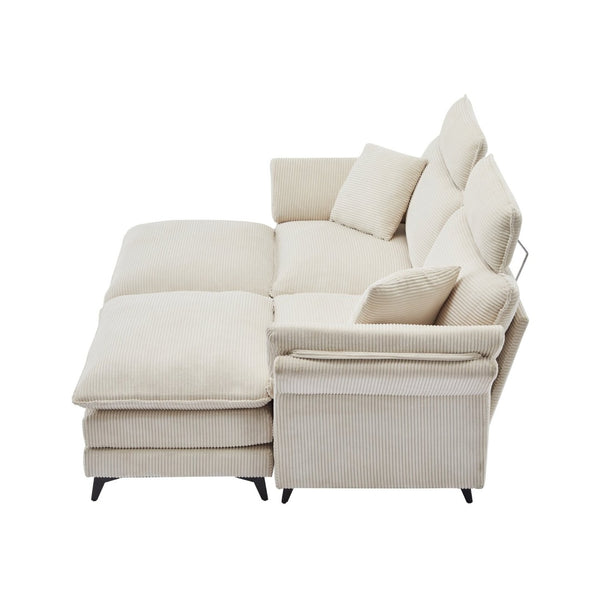 English Elm Deep Seat Sectional Sofa - Modern Corduroy Comfort With Ottomans For Living Spaces & Offices W2120S00002-GIGA