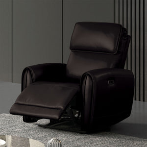 English Elm Black Leather‑Match Recliner Chair with Flared Padded Arms and Welt Trim — Stylish Comfort for Living Room Black 31 L x 36 W x 27 H B2741P387661