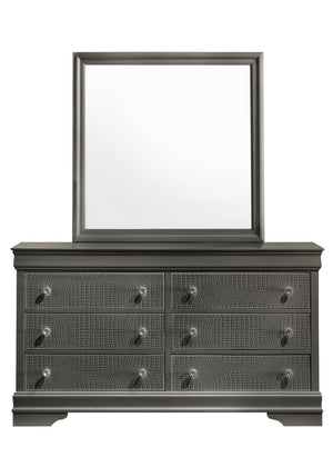 English Elm Blaze Modern 6-Drawer Dresser In Metallic Gray - Chic Storage Solution For Stylish Bedrooms G150108706