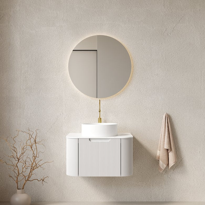 English Elm Dina 24" Wall-Mounted Bathroom Vanity With Sink, Stylish Curved Edges & Soft-Close Drawer Storage W2615S00155