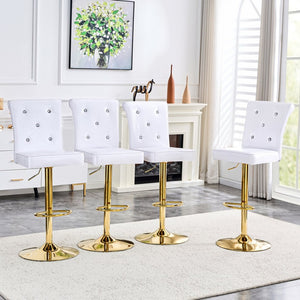 English Elm A Set of 2 Glam Faux Alligator Pvc Barstools with Crystal Buckle Detail White W1512P491869