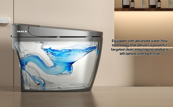 English Elm Unique Intelligent One Piece Toilet with Bidet Warm Air Dryer and Auto Sensor Seat Gray W3133P476382