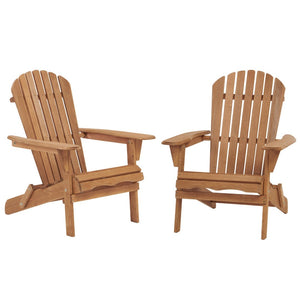 English Elm Outdoor Solid Hemlock Adirondack Chair Set Two Foldable Slatted Patio Seats W2640P400927