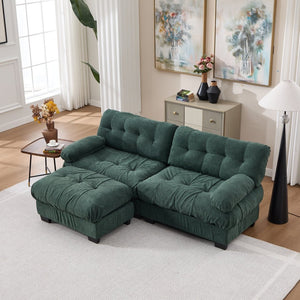 English Elm Modular Cloud Sectional with Ottoman Deep Seat Flannelette Sofa for Living Room Green W2120S00023