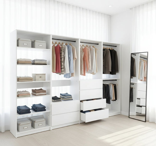 English Elm Prosper Freestanding Walk-In Wood Closet System - Stylish, Durable Storage For Modern Spaces Today! B040S00148-GIGA