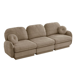 English Elm 105"chenille Cloud Sofa Quilted Plush Three Seater with Deep Cushions for Living Room Light Coffee W714S01759