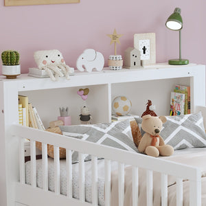 English Elm Twin Size Bed With Headboard Storage, Two Drawers, Safety Guardrails, And Stylish White Finish N733P272374K-GIGA