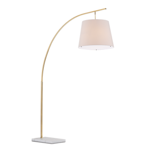 Cloister Brass Floor Lamp - Modern Arc Design with Elegant White Shade and Antique Finish for Style