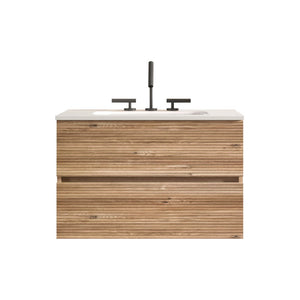 English Elm Gloria 30 Inch Floating Bathroom Vanity Rough Oak Finish with Ceramic Sink Modern Bath W1865S00196