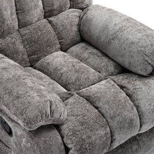English Elm Recliner Upholstered PU Leather Rocker with Side Pocket, Ergonomic 110°–160° Adjustable Reclining Seat with Footrest, Sturdy Metal Frame for Living Room Comfort Grey T3623P380413