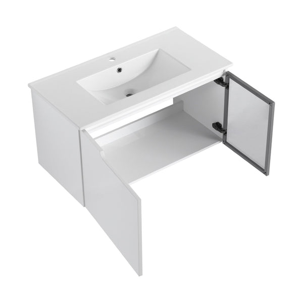 English Elm 60" Freestanding Double Sink Bathroom Vanity with Soft-close Doors and Three Drawers W999S00531