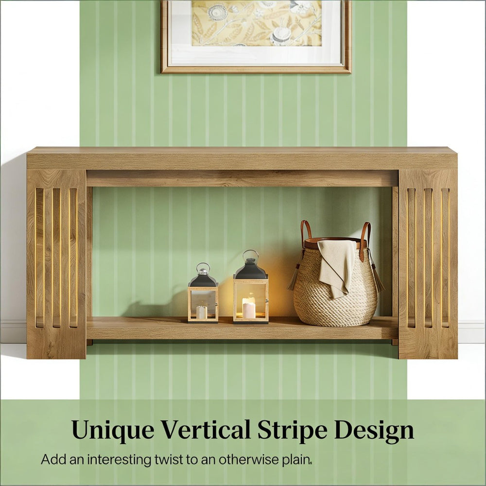 English Elm Hall Console Table Industrial Rustic Two Tier Wood Tone Metal Frame Entryway Sofa T3971P458474