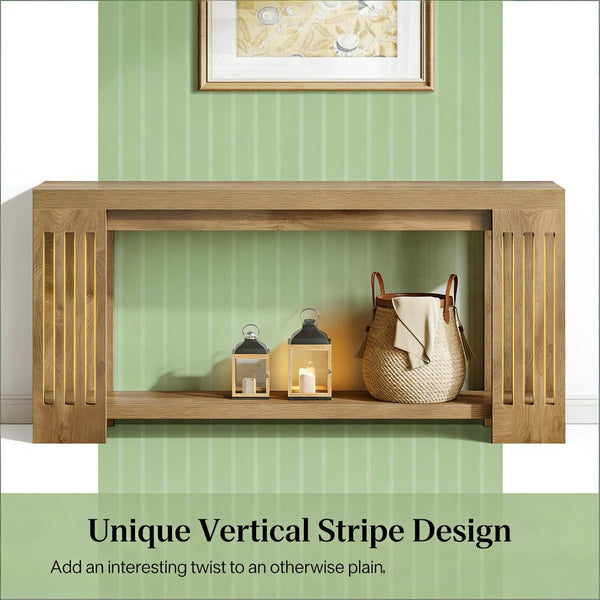 English Elm Hall Console Table Industrial Rustic Two Tier Wood Tone Metal Frame Entryway Sofa T3971P458474