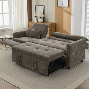 English Elm 2-in-1 Sofa Pull-Out Sleeper with Reversible Recliner, USB Ports, Tufted Curved Arms, 82" Comfort DARK GREY N719S002010R