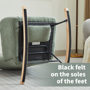 English Elm Modern Teddy Upholstered Rocking Chair with High Backrest and Solid Wood Legs for Cozy Nurseries Green W2725P209962