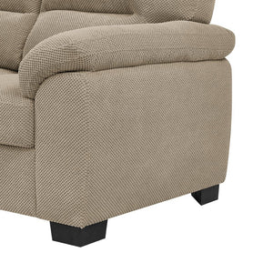English Elm 3-seater Track Arm Sofa Tufted Textured Fabric Couch for Modern Living Rooms Camel W5568S00011