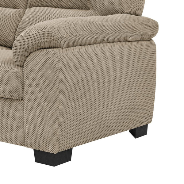 English Elm 3-seater Track Arm Sofa Tufted Textured Fabric Couch for Modern Living Rooms Camel W5568S00011
