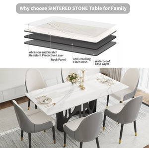 English Elm Black Iron Honeycomb Base Sintered Stone Dining Table Seats Eight Modern Decor W1535S00637