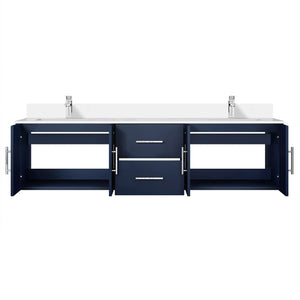 English Elm Navy Double Bath Vanity 72" W x 22" D with Cultured Marble Top, Chrome Faucet, Soft-Close Drawers B2731P258707