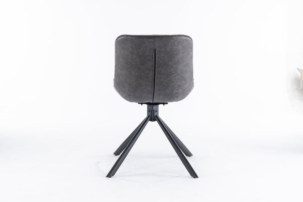 English Elm Mid-Century Modern Swivel Dining Chair Set Of 2 - Elegant Tufted Accents, Metal Legs, Dark Gray T3903P405989