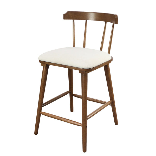 English Elm Christopher Knight Home® - Olivia Classic Windsor-Style Wooden Counter Stools, Set Of 4 In Walnut Finish & Soft Beige Upholstery N775P346246W-S4