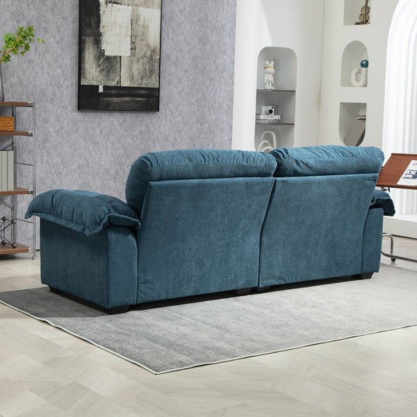 English Elm 84" Chenille Sofa Loveseat with Memory Foam & Pocket Springs, Plush Dual-Layer Comfort, Sturdy Frame Blue W676S00010