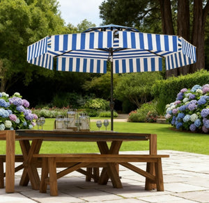 English Elm 2-tier Vented Market Umbrella with Crank Upf 30 Plus Polyester Canopy for Patio Dining T3971P427536