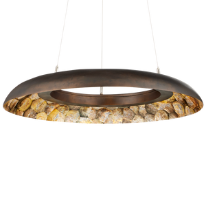 Tairagai Chandelier - Contemporary LED Illumination with Stunning Laminated Shells & Bronze Finish
