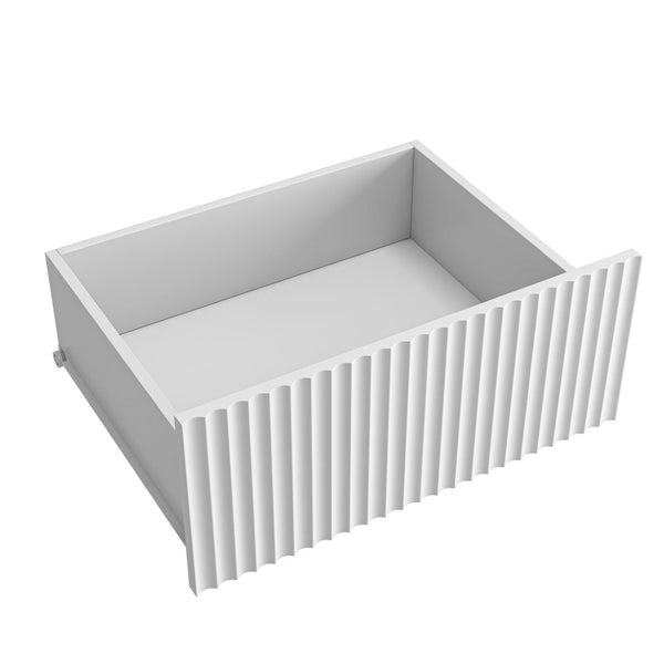 English Elm 9 Drawer Matte Wood Dresser with Wave Front Mid Century Modern Low Profile Storage White W409P387581