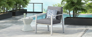 English Elm Christopher Knight Home® - Silver Aluminum Lounge Chair with Gray Cushions, Rope Accents, Weather-Resistant Frame for Patio Comfort and Style N767P237034W