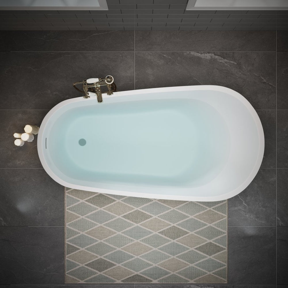 English Elm 55" Acrylic Freestanding Soaking Tub Glossy White Spa Style Deep Basin Bath W1920P386218
