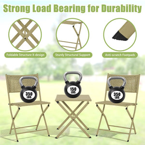 English Elm Patio Folding Bistro Set with E-coated Steel Frame for Balcony Garden Outdoor Dining Light Green T5880P492160