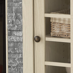 English Elm 70" Modern TV Stand with 23" Electric Fireplace, Faux Stone Mantel, Ample Storage & Cable Management White W2275S00022