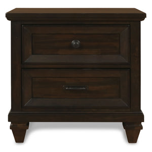 English Elm Nikol Walnut 2-Drawer Nightstand With Tapered Feets