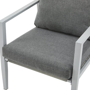 English Elm Christopher Knight Home® - Silver Aluminum Lounge Chair with Gray Cushions, Rope Accents, Weather-Resistant Frame for Patio Comfort and Style N767P237034W