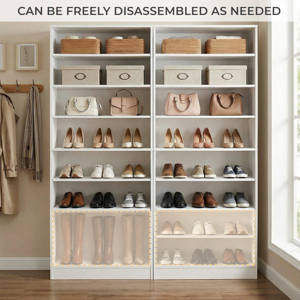 English Elm 9 Tier Freestanding Shoe Rack Tall Mdf Storage Organizer for Entryway Hallway White W3204P454074