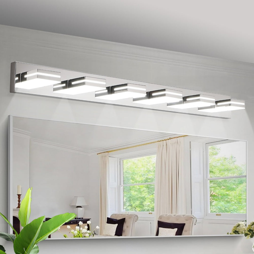 English Elm Modern Six Head Chrome Led Vanity Bar Light for Bathroom Mirror Bright Coverage W1340P248802